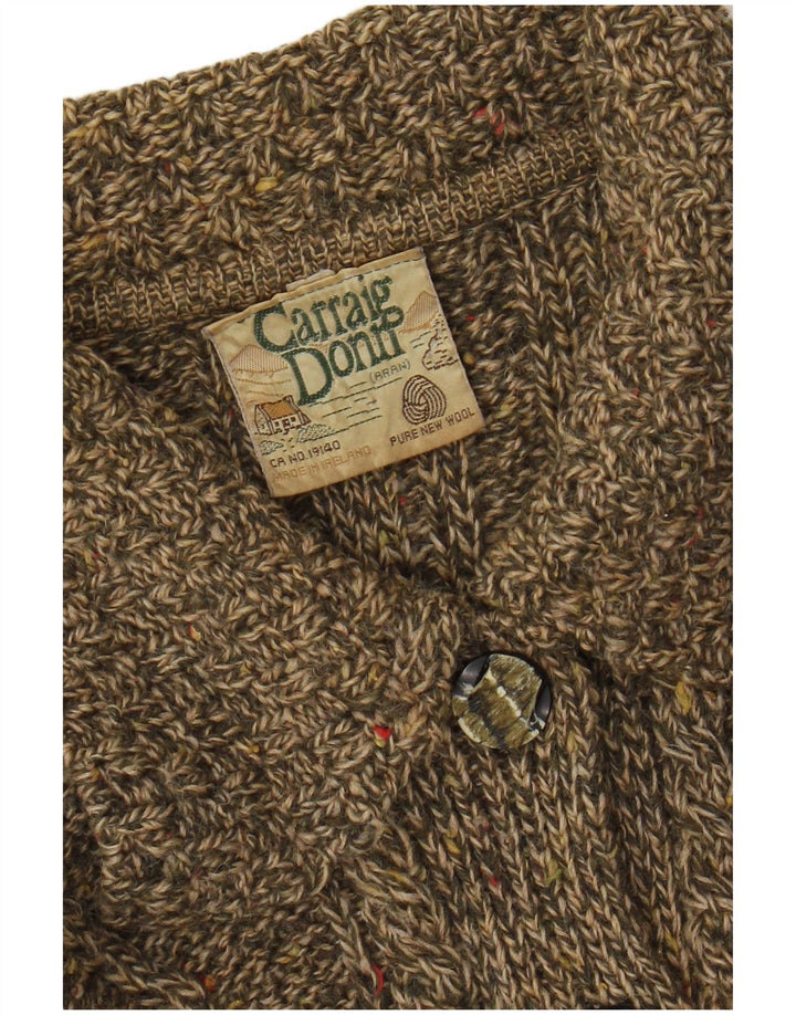 CARRAIG DONN Womens Cardigan Sweater UK 14 Medium Khaki Flecked Wool
