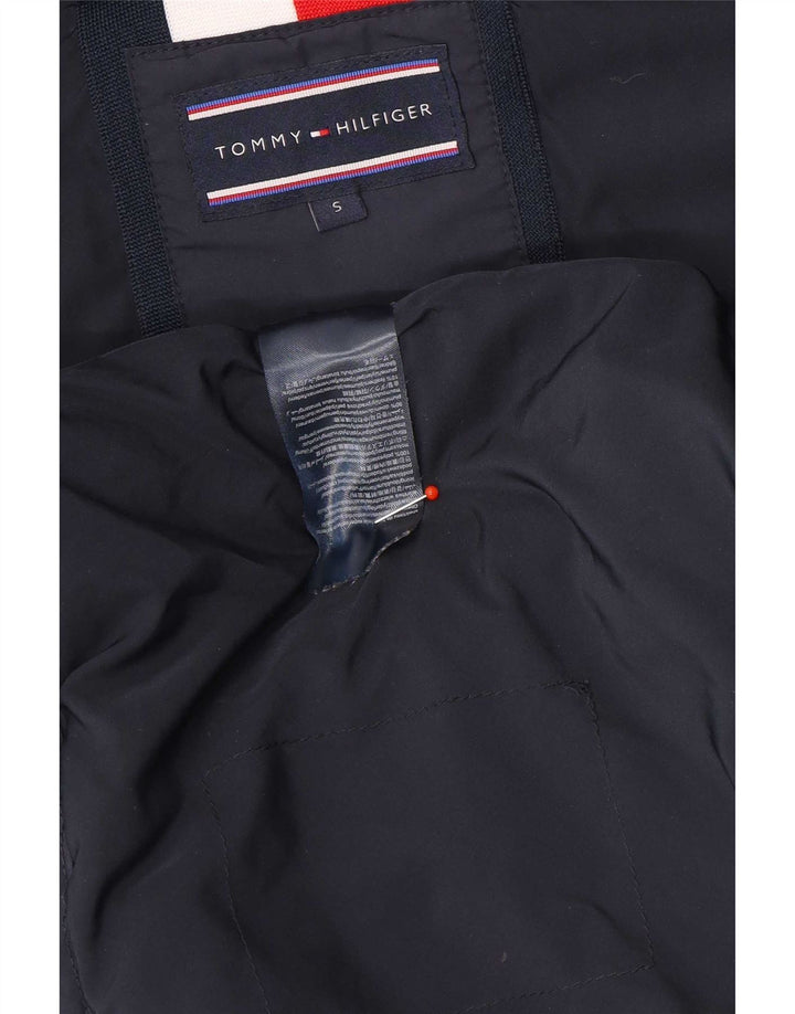 Jaqueta masculina acolchoada com capuz Tommy Hilfiger Reino Unido 36 poliéster azul marinho pequeno