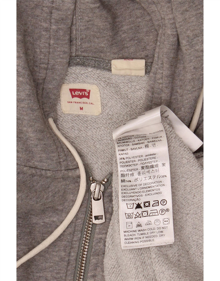 Suéter masculino com capuz e zíper Levi's algodão manchado cinza médio
