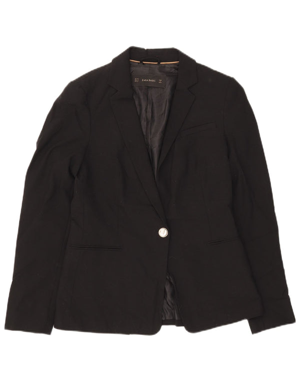 Jaqueta blazer feminina Zara com 1 botão EU 36 XS preto poliéster