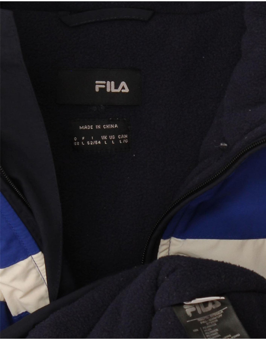 Jaqueta corta-vento masculina Fila UK 40 grande azul marinho colorblock poliamida