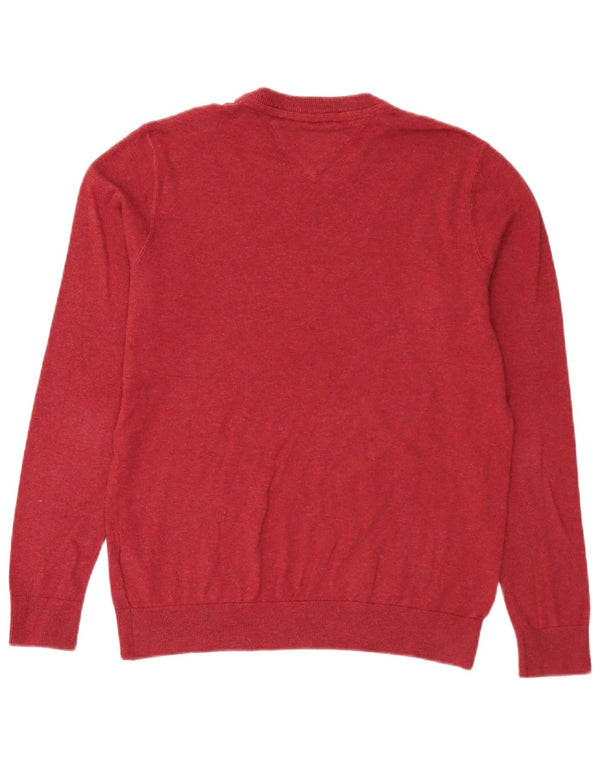 Suéter masculino Tommy Hilfiger com gola redonda, grande algodão cor de vinho