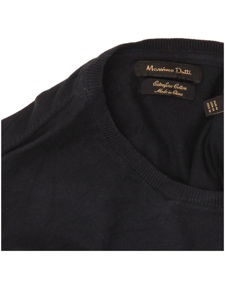 MASSIMO DUTTI Womens Crew Neck Jumper Sweater UK 14 Medium Black