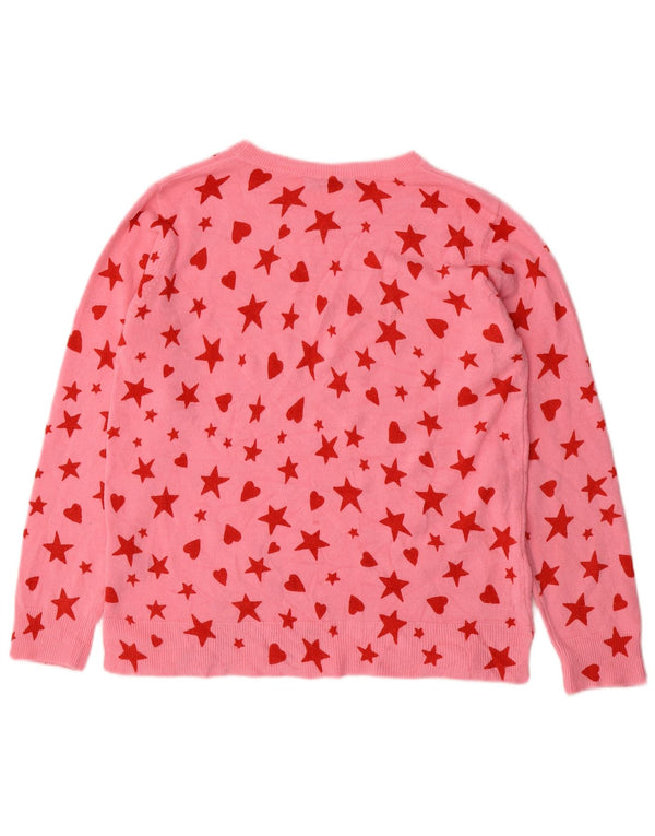 Suéter feminino Marks & Spencer com gola canoa e coração rosa grande UK 14