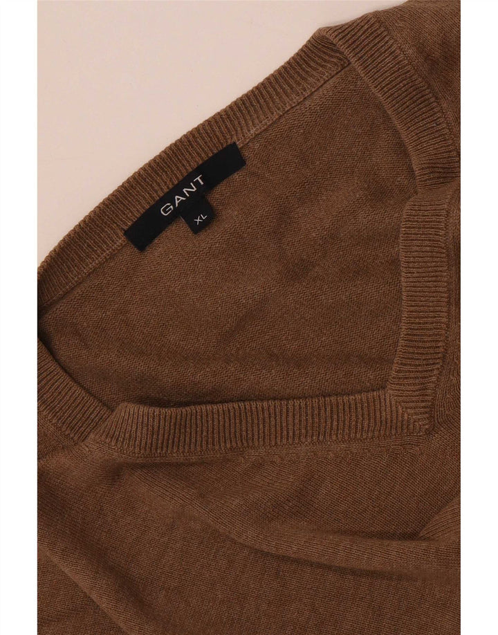 Suéter masculino Gant com decote em V XL marrom