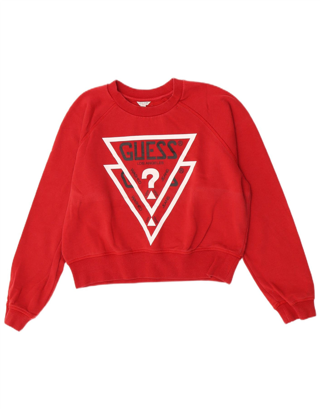 Suéter de moletom feminino Guess Crop Graphic UK 16 grande vermelho