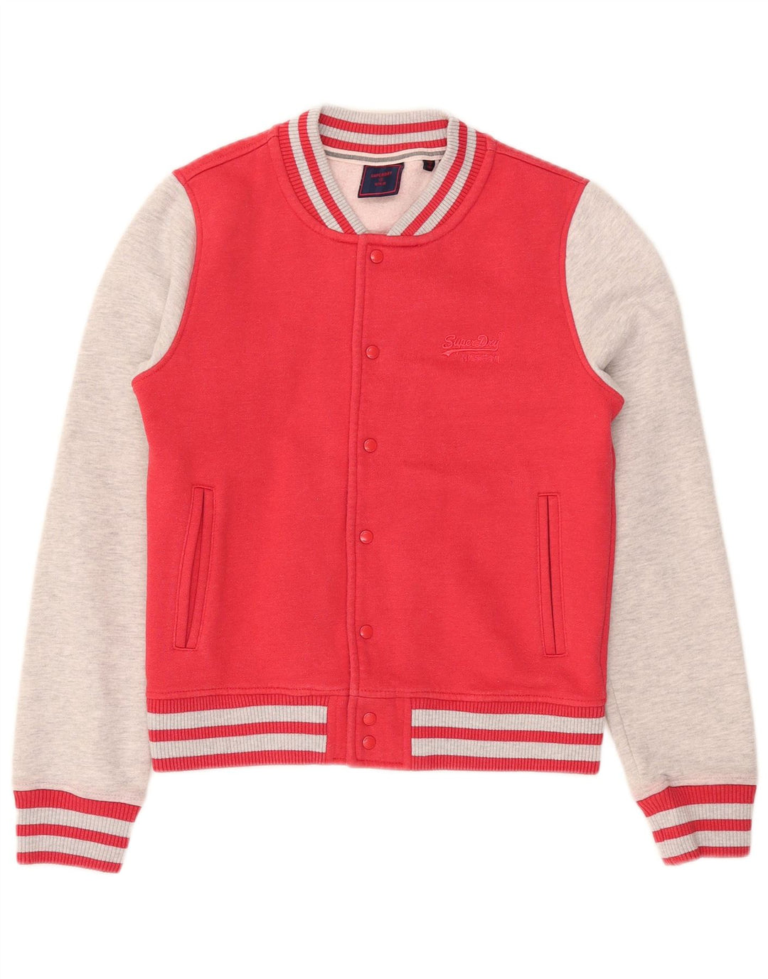 Superdry Womens Varsity Jacket UK 10 pequeno algodão colorblock vermelho
