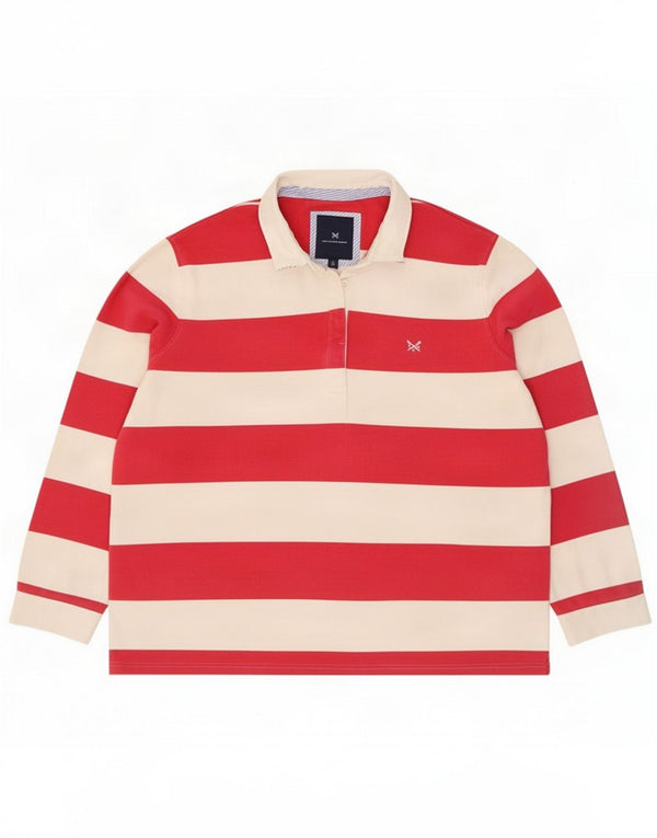 Camisa polo feminina de manga comprida Rugby da Crew Clothing UK 18 XL listrada vermelha