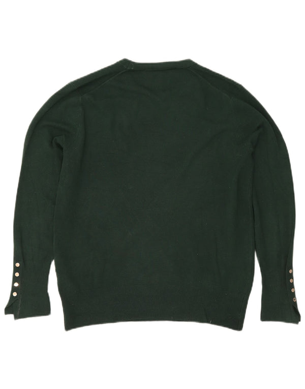 Suéter Zara feminino com gola redonda, Reino Unido 18 XL, viscose verde
