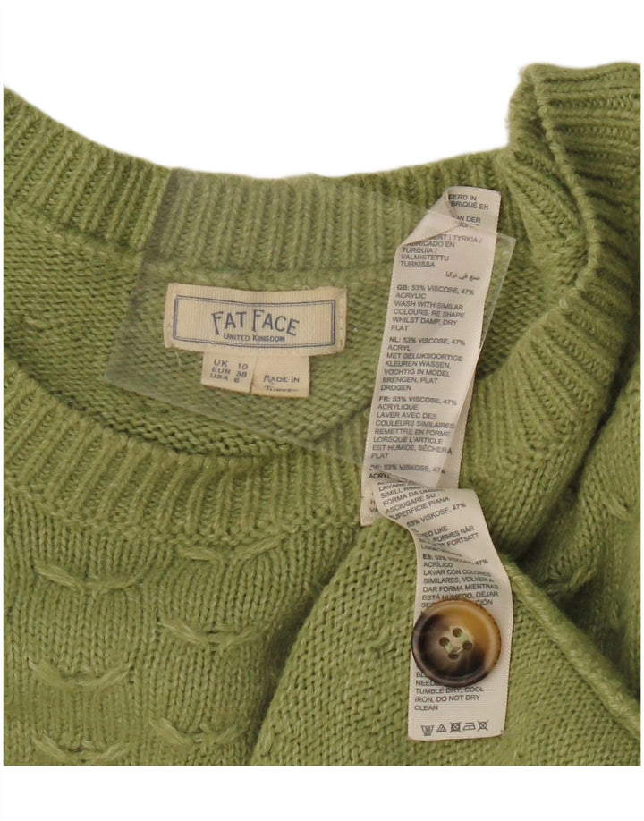 FAT FACE Womens Oversized Boat Neck Jumper Sweater UK 10 Small Green