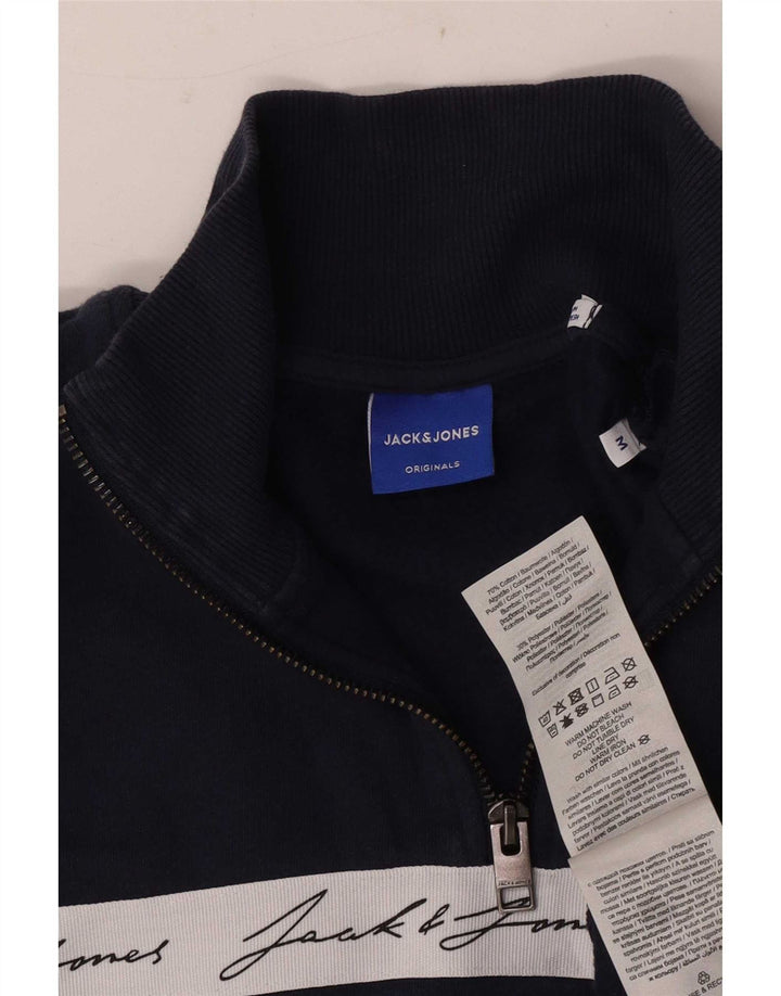 Jack & Jones moletom gráfico masculino jumper médio azul marinho colorblock
