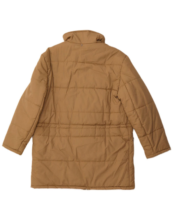 Casaco acolchoado masculino vintage UK 36 poliéster bege pequeno