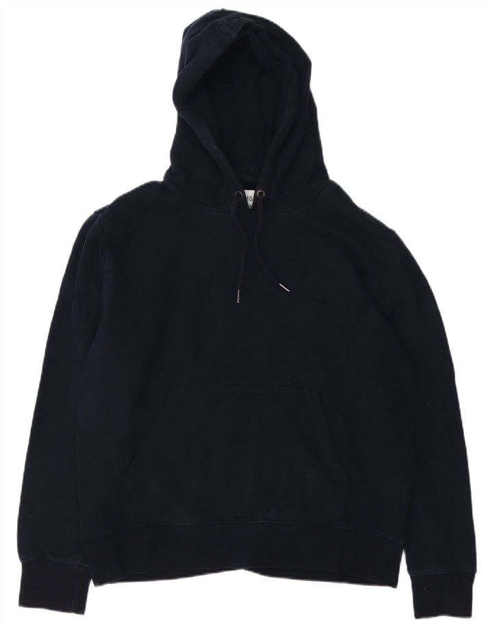 Suéter feminino Marks & Spencer com capuz médio azul marinho algodão