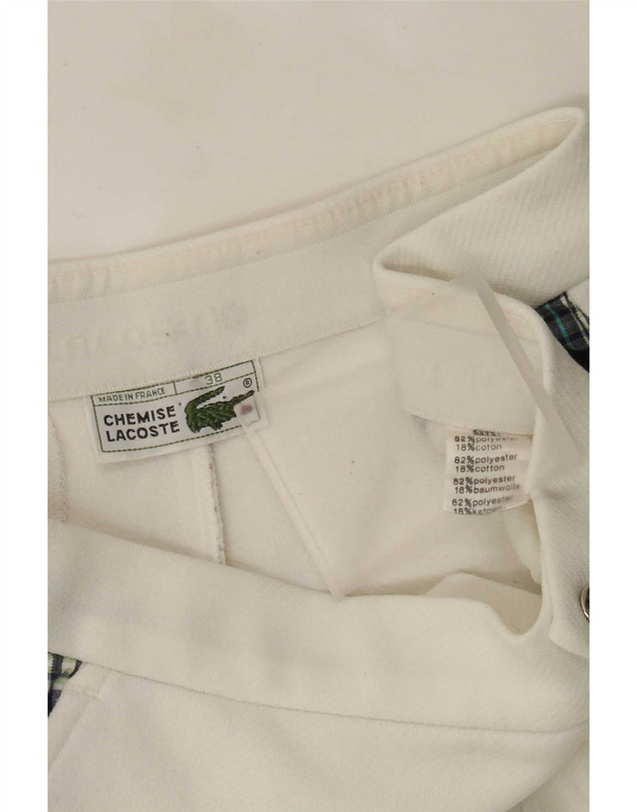 Shorts Chino masculino Lacoste tamanho 38 pequeno W28 poliéster xadrez branco