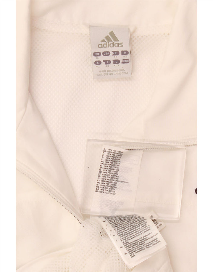 Adidas Womens Climalite Tracksuit Top Jacket UK 16 Grande Branco Poliéster