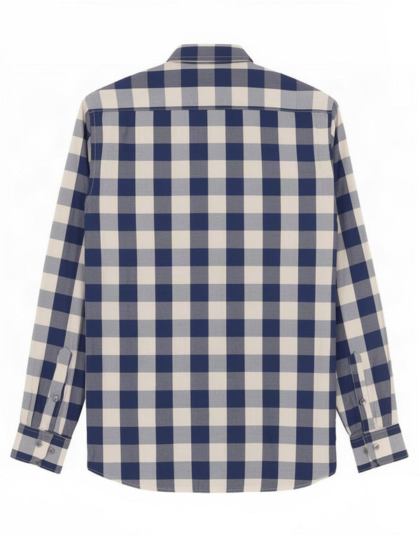 Camisa masculina fina Gant pequena algodão guingão azul
