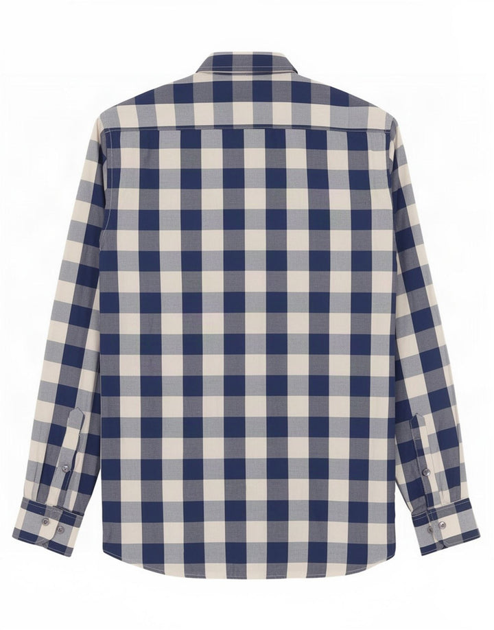 Camisa masculina fina Gant pequena algodão guingão azul