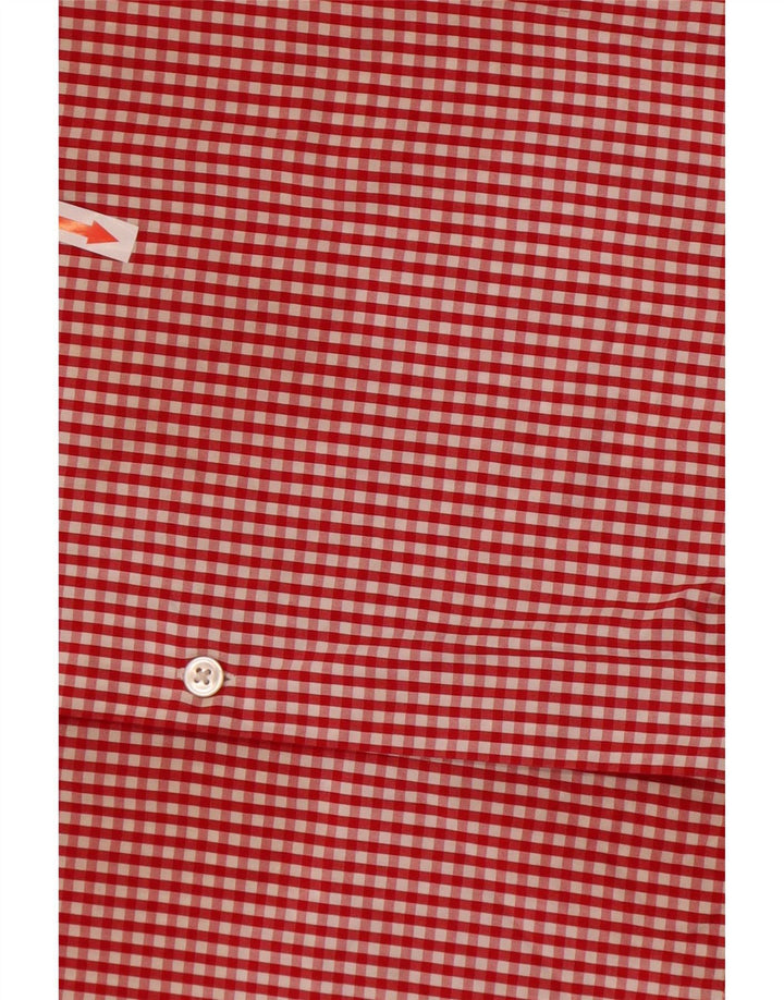 Camisa masculina de ajuste regular Hugo Boss tamanho 41 16 grande algodão vermelho guingão