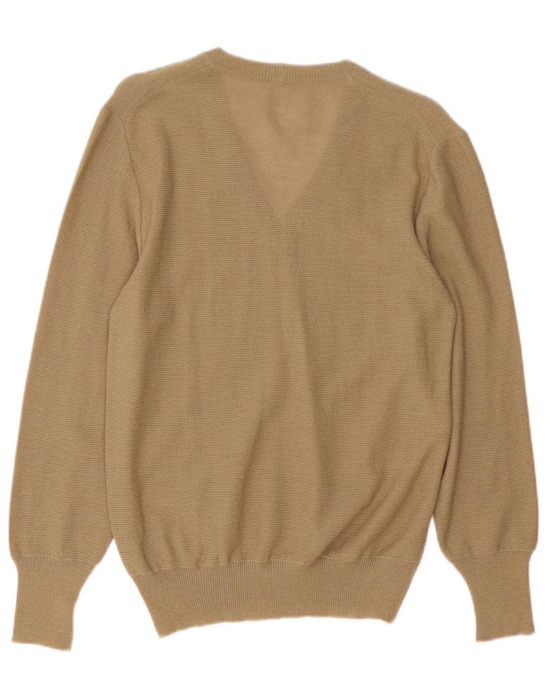 Suéter feminino VINTAGE com decote em V Reino Unido 12 médio bege