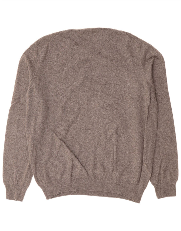 Trussardi Suéter masculino com gola redonda XL lã cinza