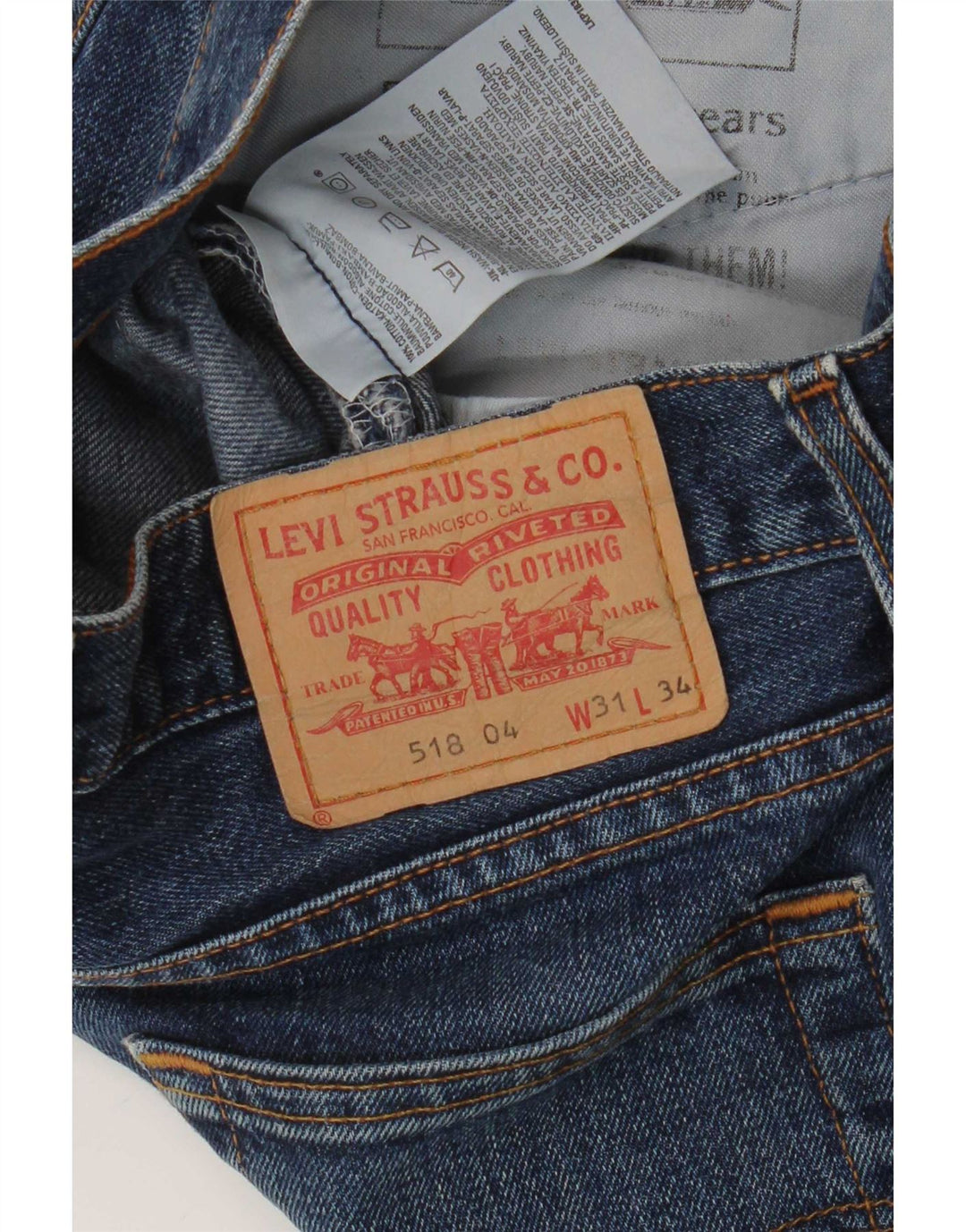 Levi's Masculino 518 Distressed Bootcut Jeans W31 L30 Azul Algodão