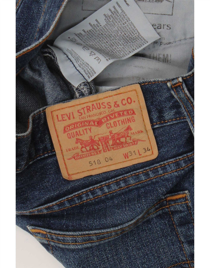 Levi's Masculino 518 Distressed Bootcut Jeans W31 L30 Azul Algodão