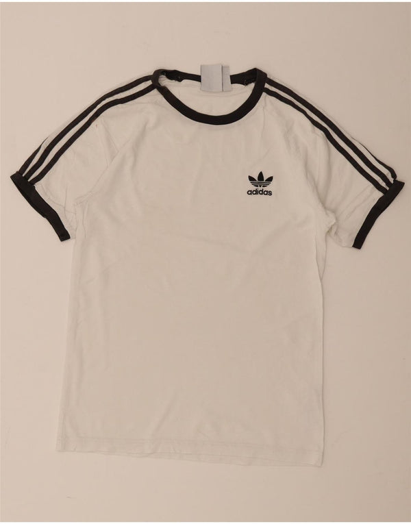 Adidas Mens T-Shirt Top Pequeno Algodão Branco