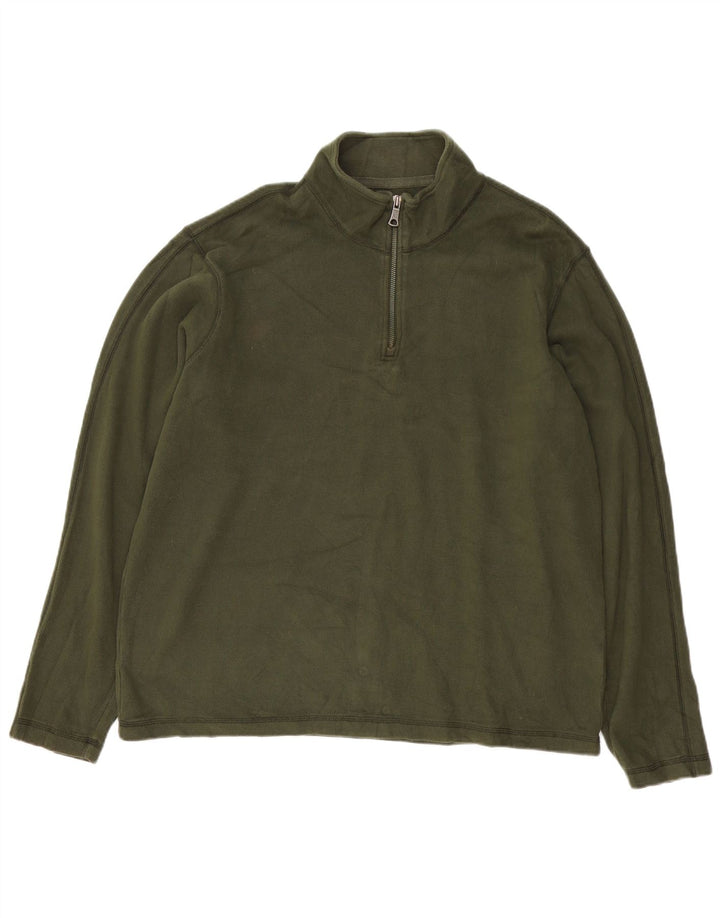 Eddie Bauer moletom masculino com zíper e gola alta de algodão verde