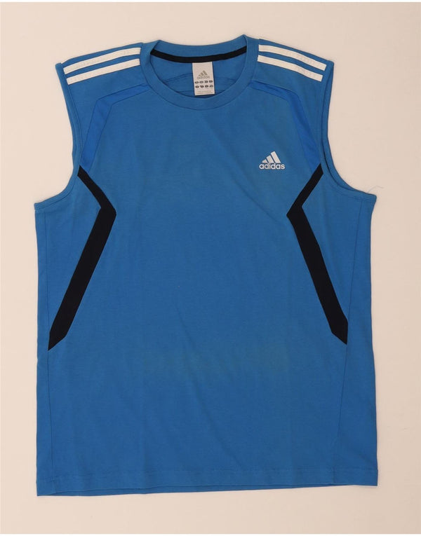 Adidas Mens Climalite Vest Top Grande Azul Colorblock Algodão