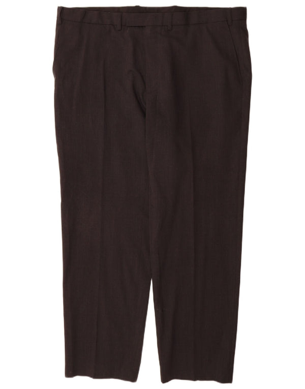 Calça masculina de ajuste regular Marks & Spencer W42 L31 lã cinza