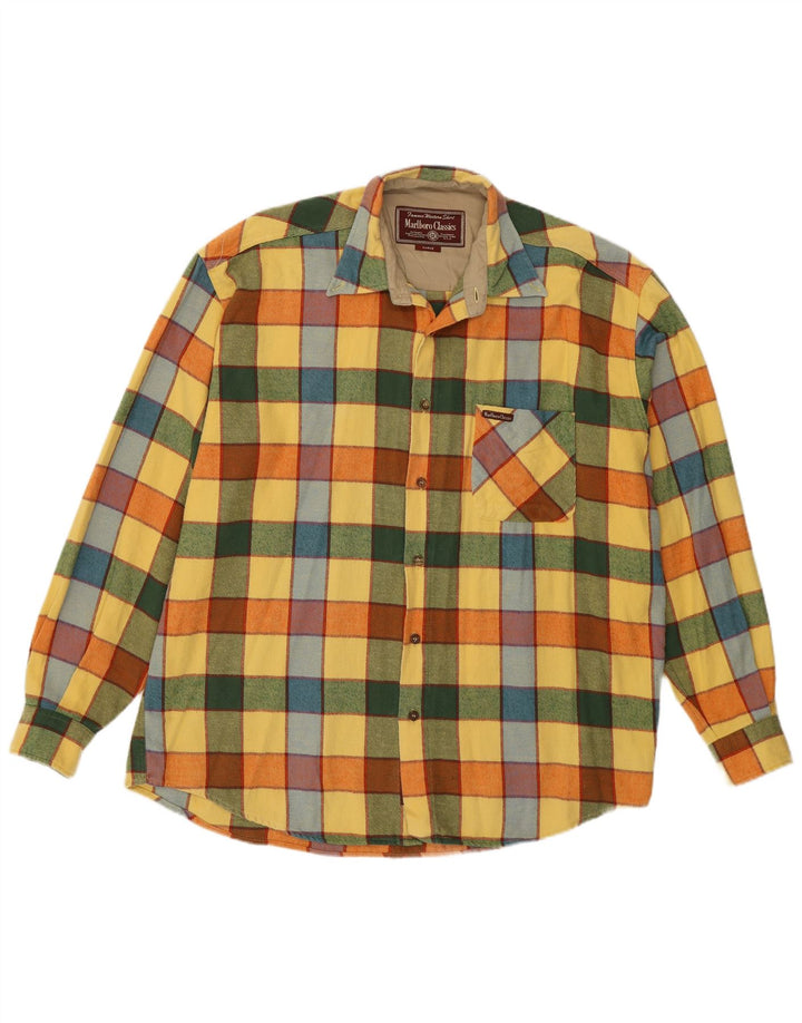 Camisa masculina de flanela Marlboro Classics grande xadrez amarelo