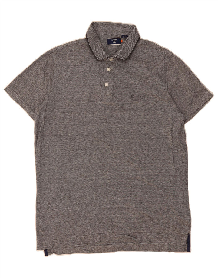 SUPERDRY Mens Polo Shirt Large Grey Flecked Cotton Vintage Superdry and Second-Hand Superdry from Messina Hembry 