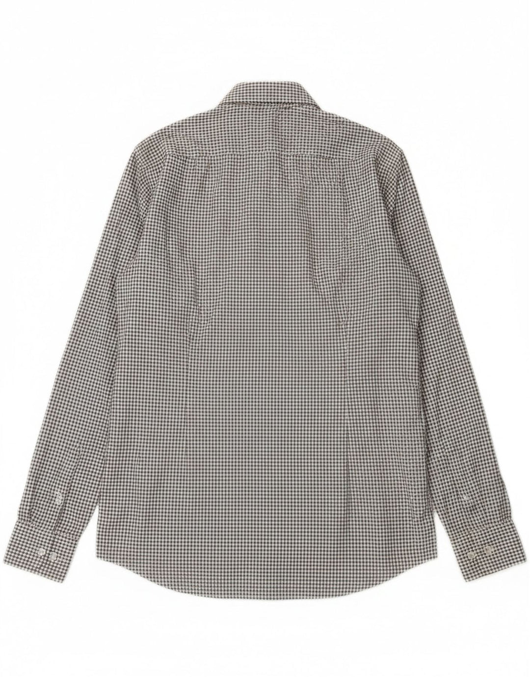 Camisa masculina Hugo Boss Slim Fit tamanho 38 15 xadrez branco médio