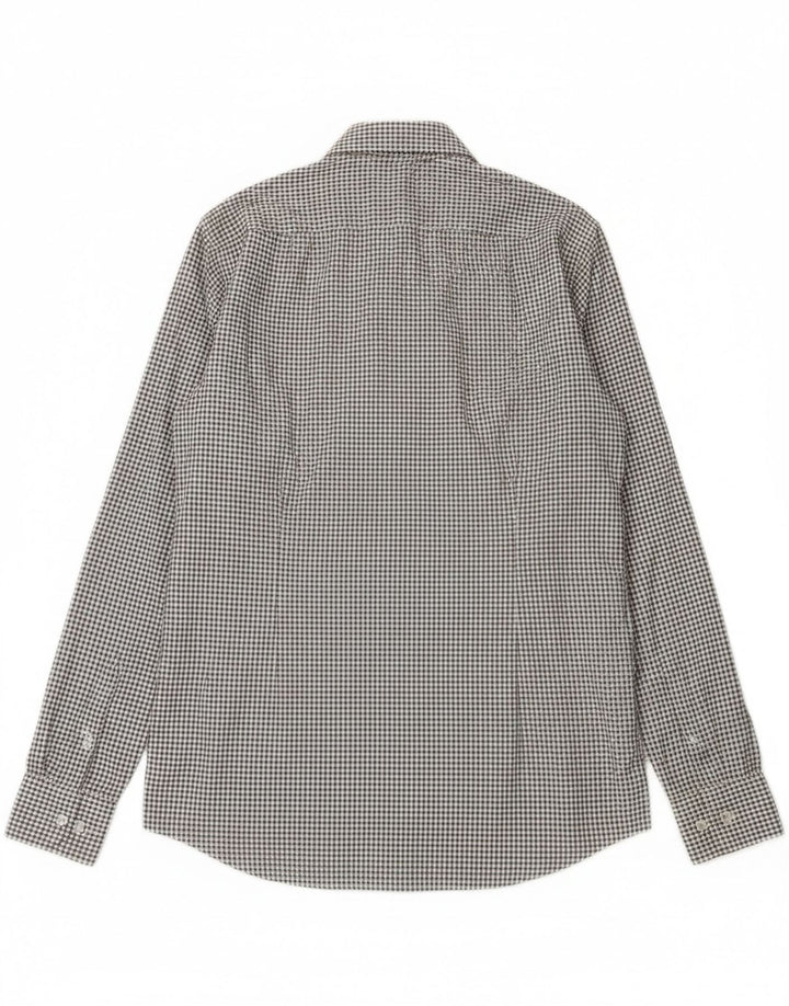 Camisa masculina Hugo Boss Slim Fit tamanho 38 15 xadrez branco médio