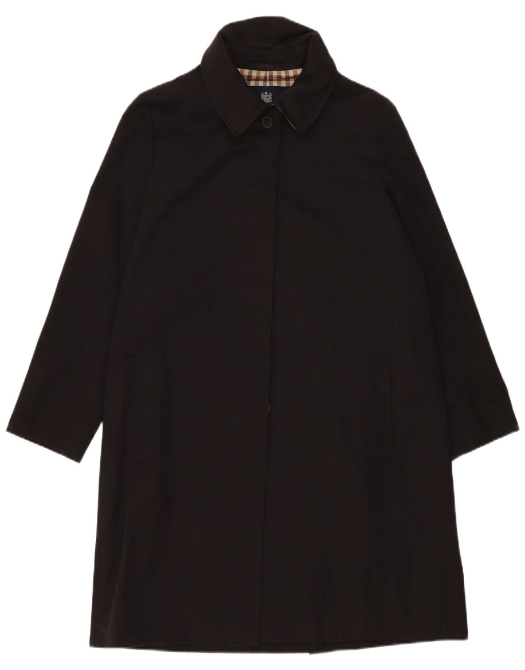 Sobretudo feminino Aquascutum UK 14 grande poliéster preto