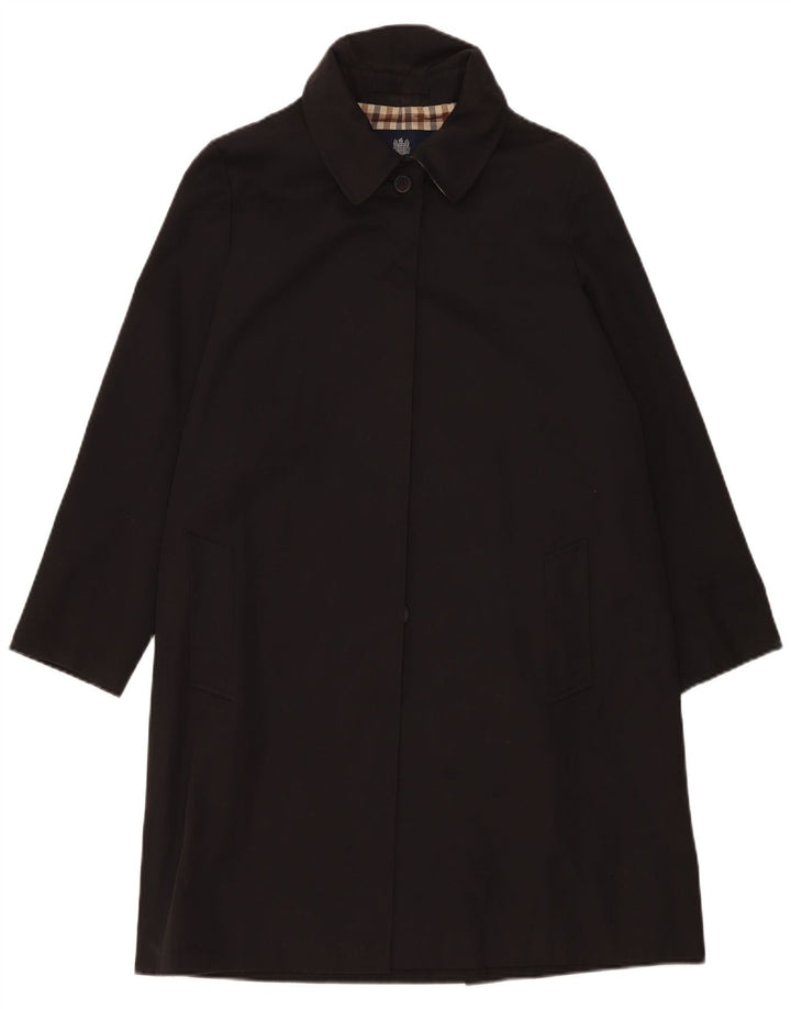 Sobretudo feminino Aquascutum UK 14 grande poliéster preto