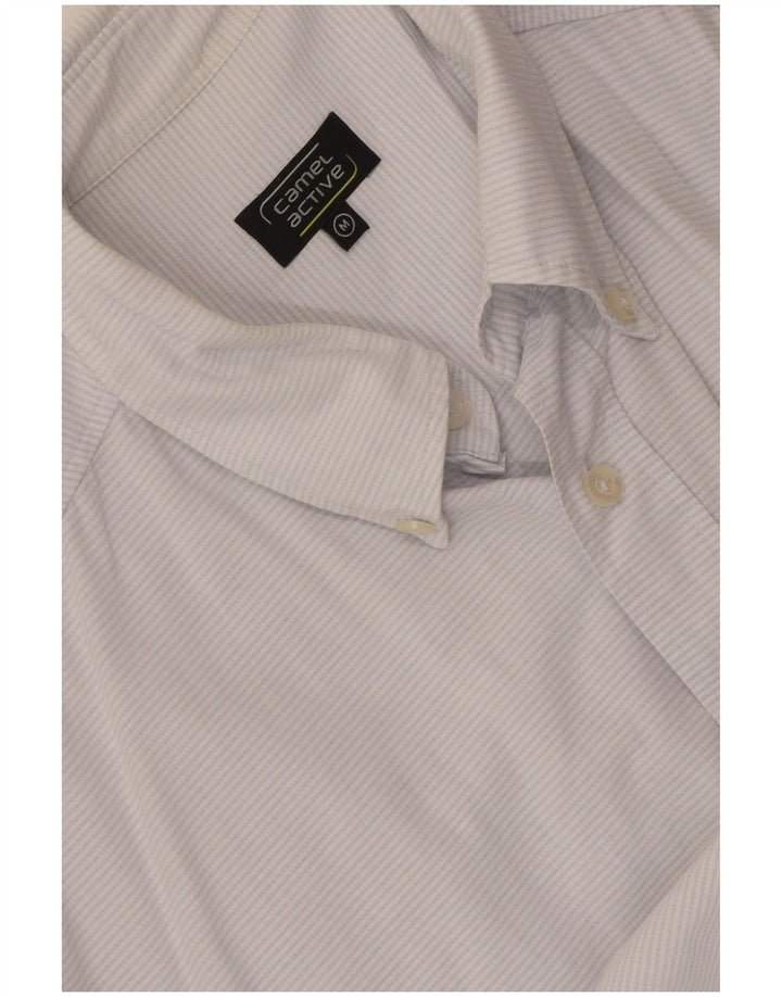 Camisa masculina de manga curta Camel Active risca de giz azul médio