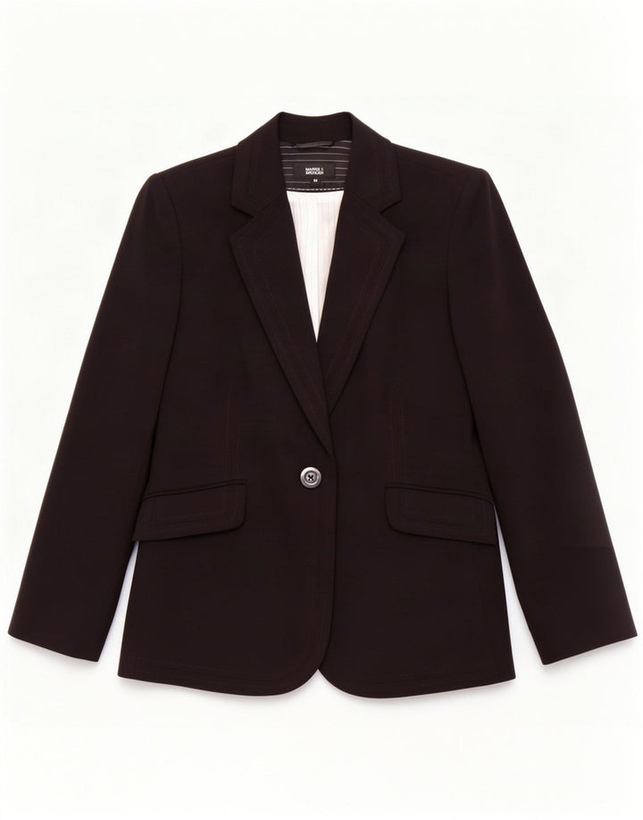 Jaqueta blazer feminina Marks & Spencer com 1 botão Reino Unido 16 grande poliéster preto