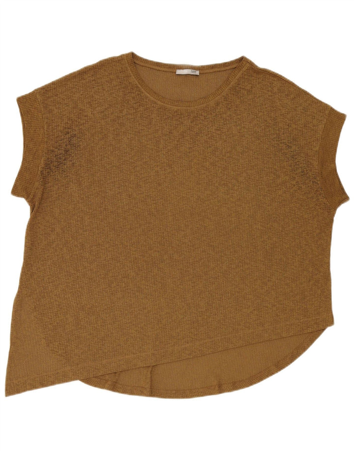 Zara blusa feminina assimétrica oversized top Reino Unido 16 grande cáqui