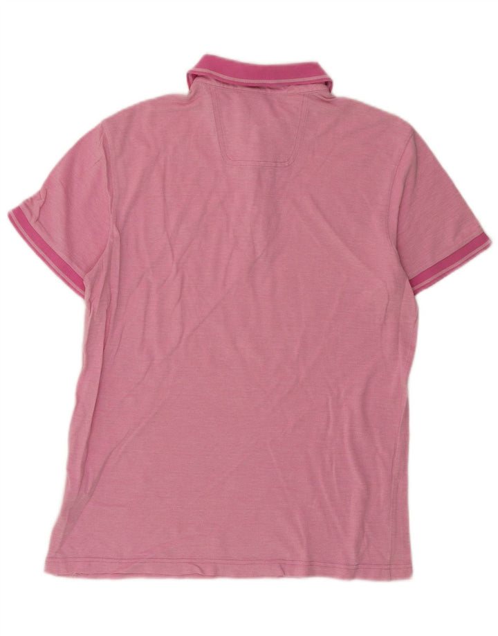 Camisa polo masculina de ajuste regular Hugo Boss, algodão manchado rosa médio