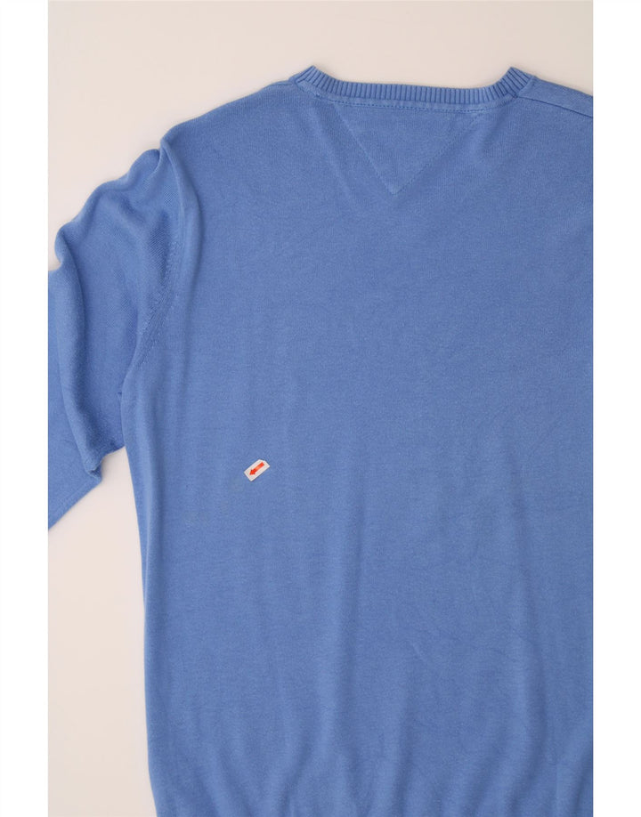 TOMMY HILFIGER Mens V-Neck Jumper Sweater Small Blue Cotton Vintage Tommy Hilfiger and Second-Hand Tommy Hilfiger from Messina Hembry 