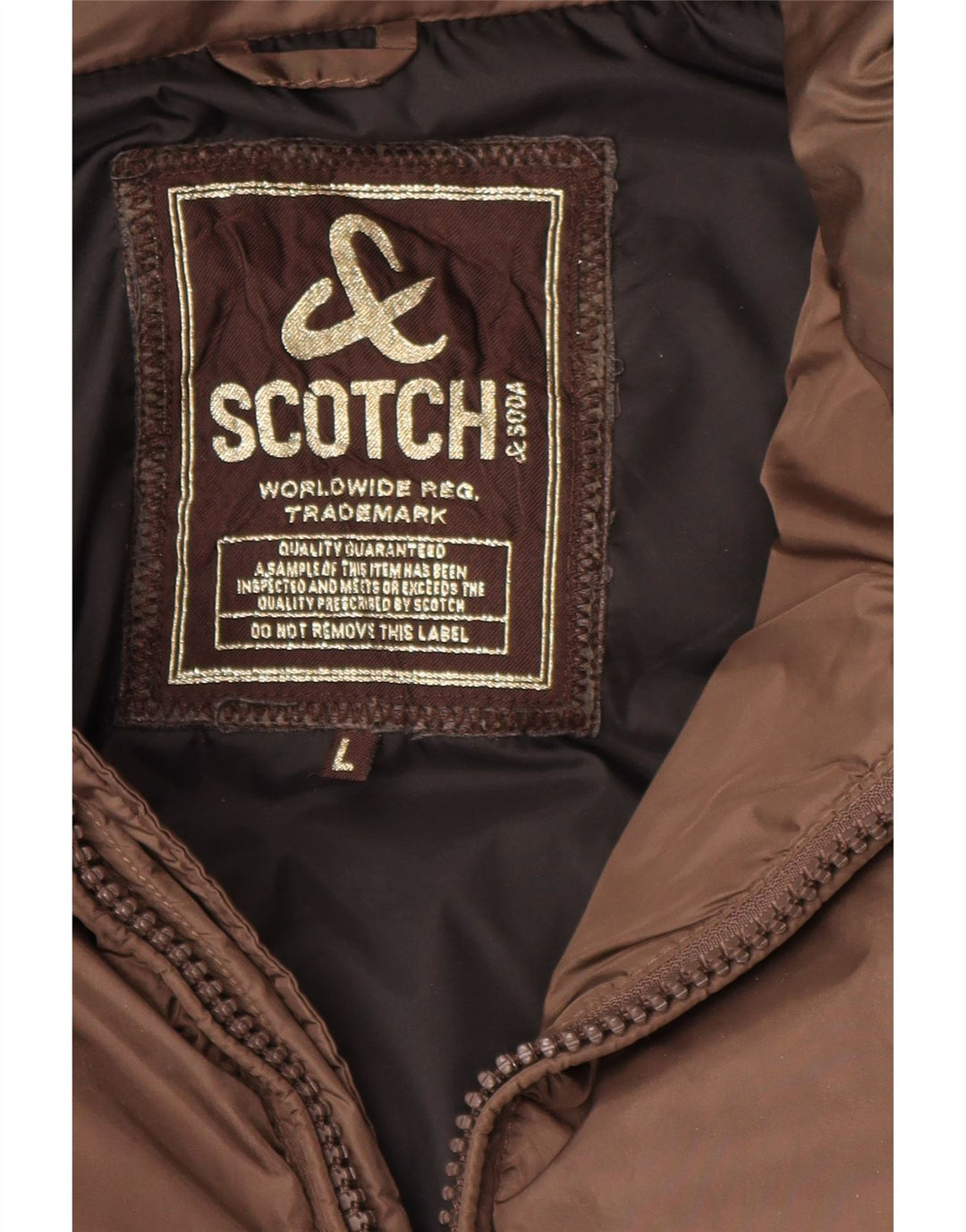 Jaqueta masculina acolchoada com capuz Scotch & Soda UK 40 grande poliamida marrom