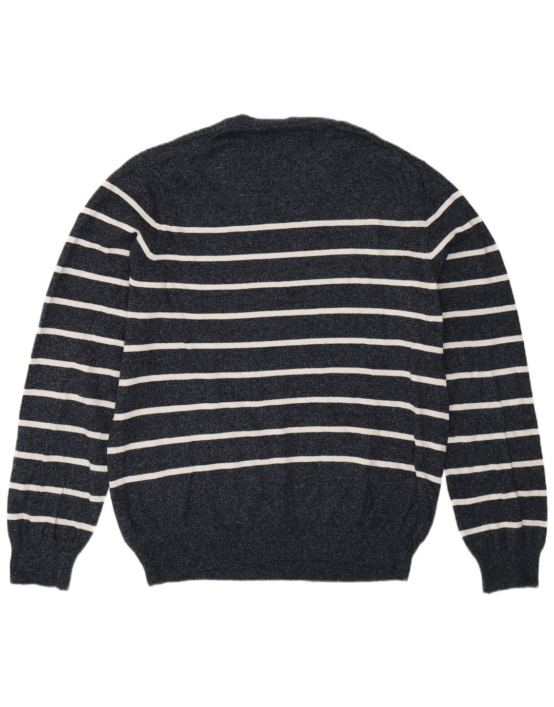 Suéter masculino Marks & Spencer com gola redonda grande listrado azul marinho