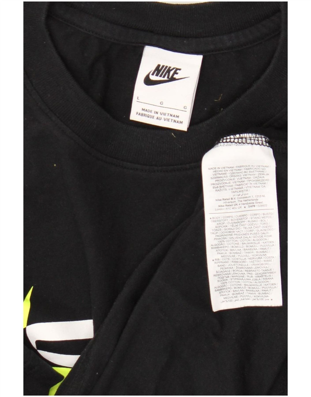 Camiseta gráfica masculina Nike grande algodão preto