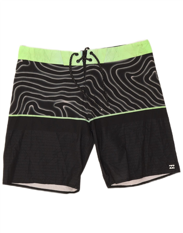 Shorts de natação masculinos Billabong grande poliéster geométrico preto