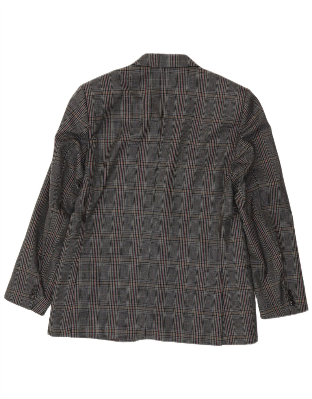 Jaqueta blazer masculina vintage com 2 botões IT 50 grande lã virgem xadrez cinza