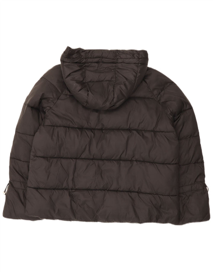 Jaqueta acolchoada com capuz feminina Zara Reino Unido 16 grande nylon preto