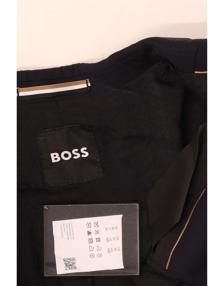Jaqueta blazer masculina Hugo Boss com 2 botões UE 50 grande lã azul marinho
