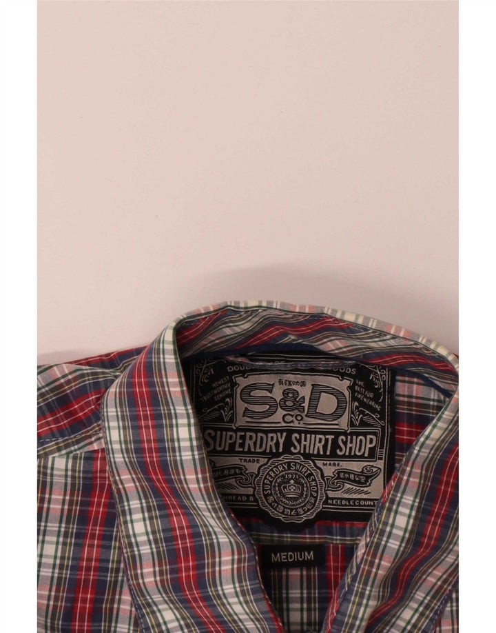 Camisa masculina Superdry de manga curta média xadrez multicolorida de algodão