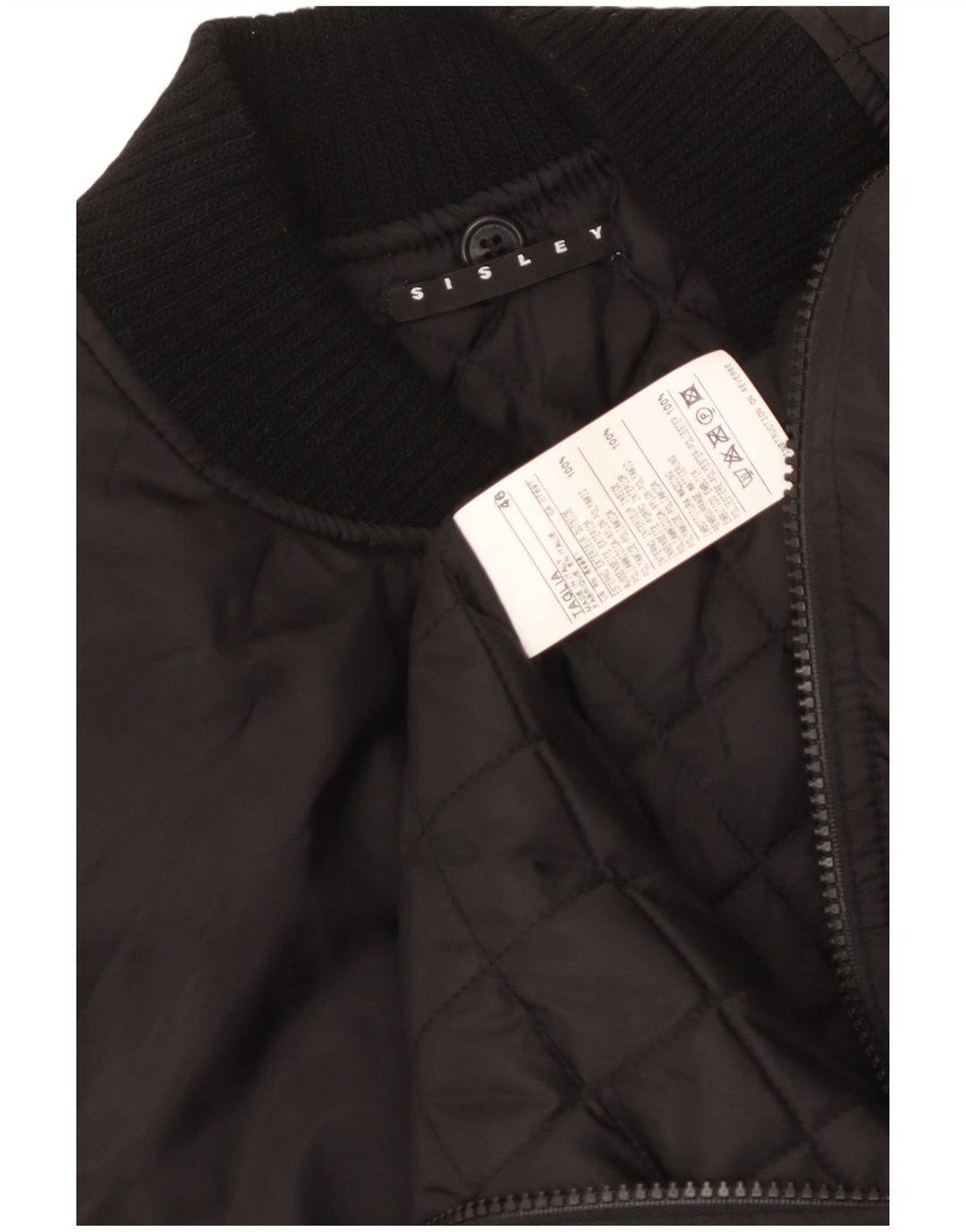 Sisley Colete masculino acolchoado IT 46 pequeno preto poliamida